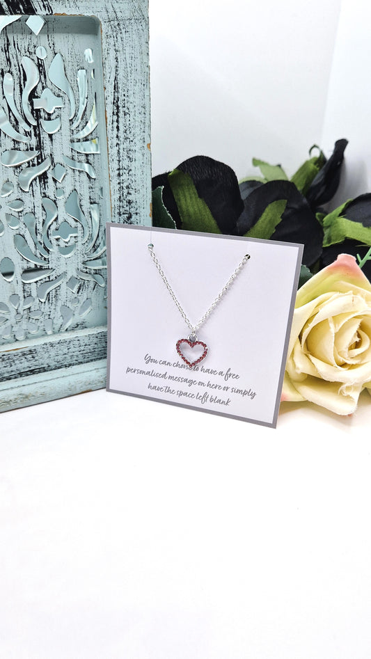 Pink Heart Silver Plated Necklace