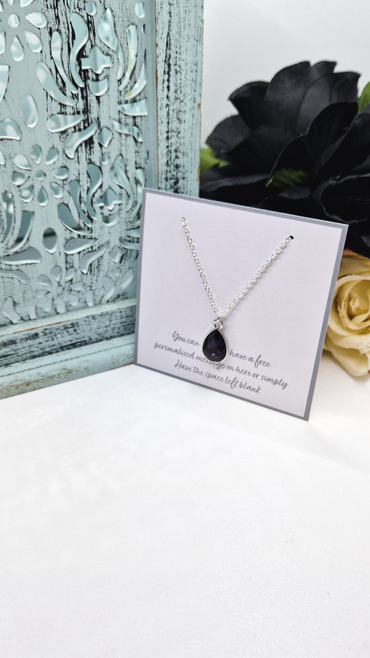 February Birthstone Silver Plated Necklace