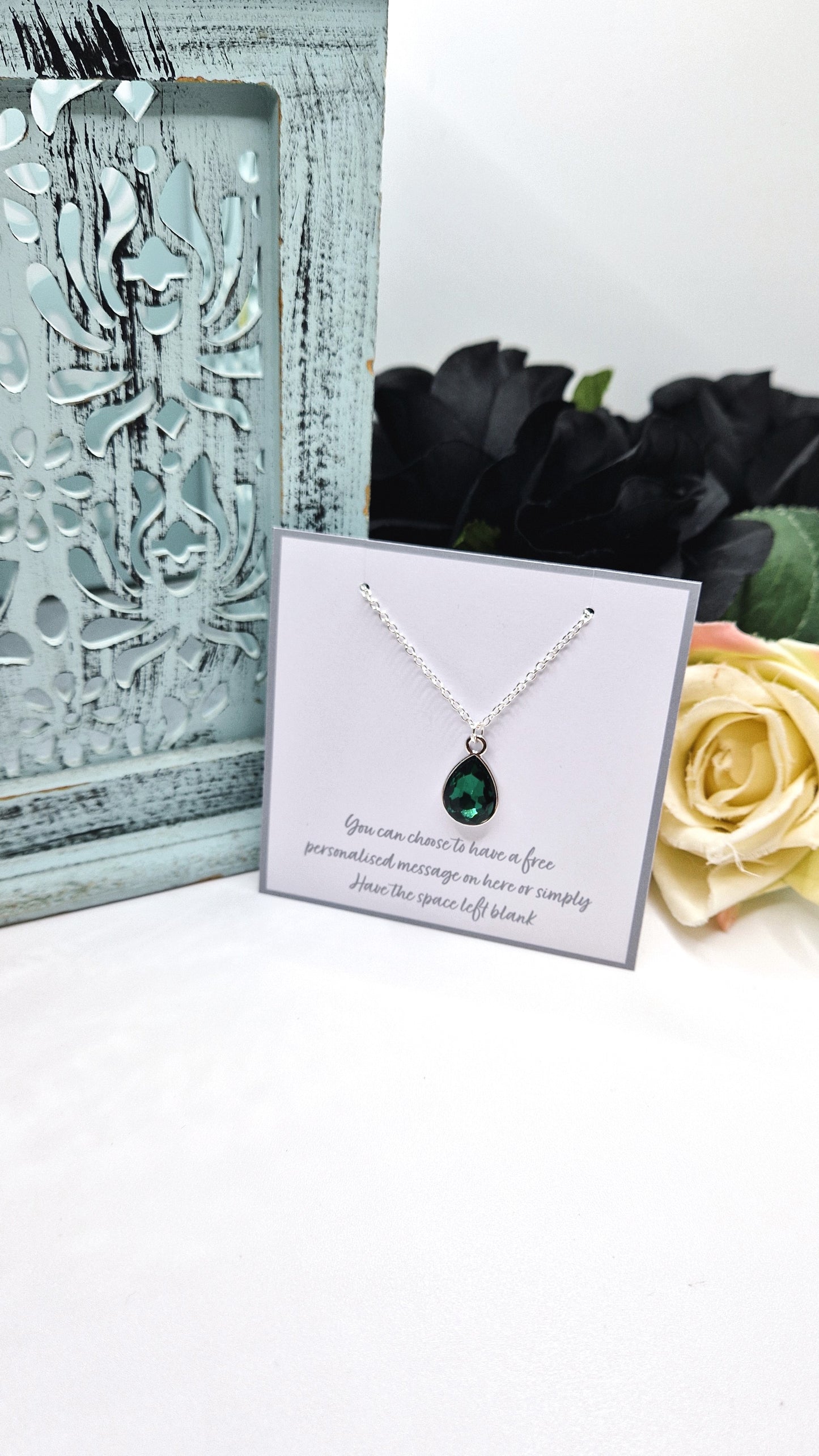 May Birthstone Silver Plated Necklace