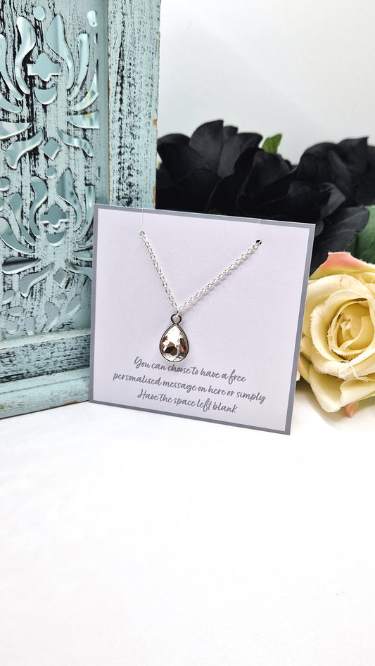 April Birthstone Silver Plated Necklace