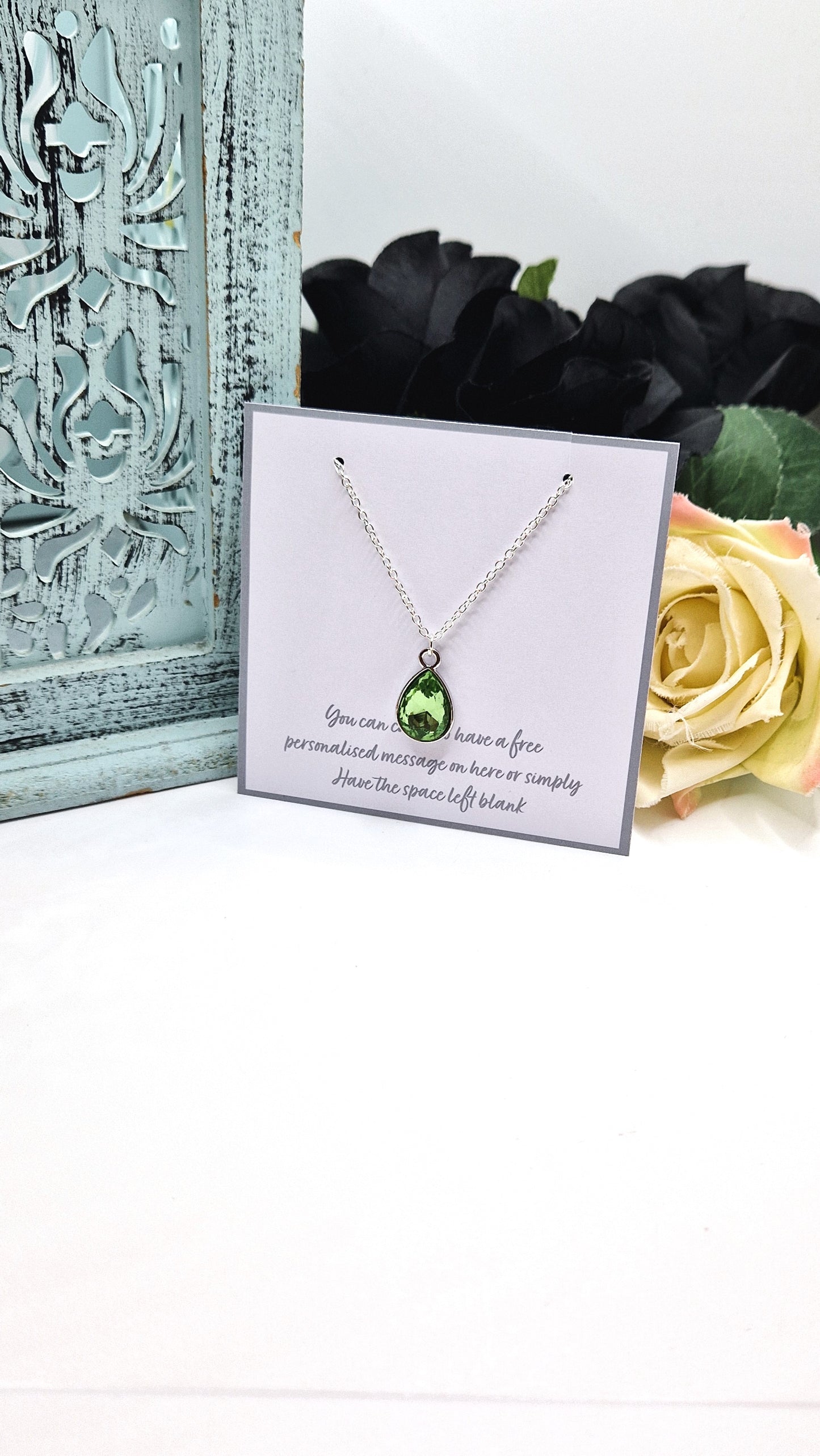 August Birthstone Silver Plated Necklace