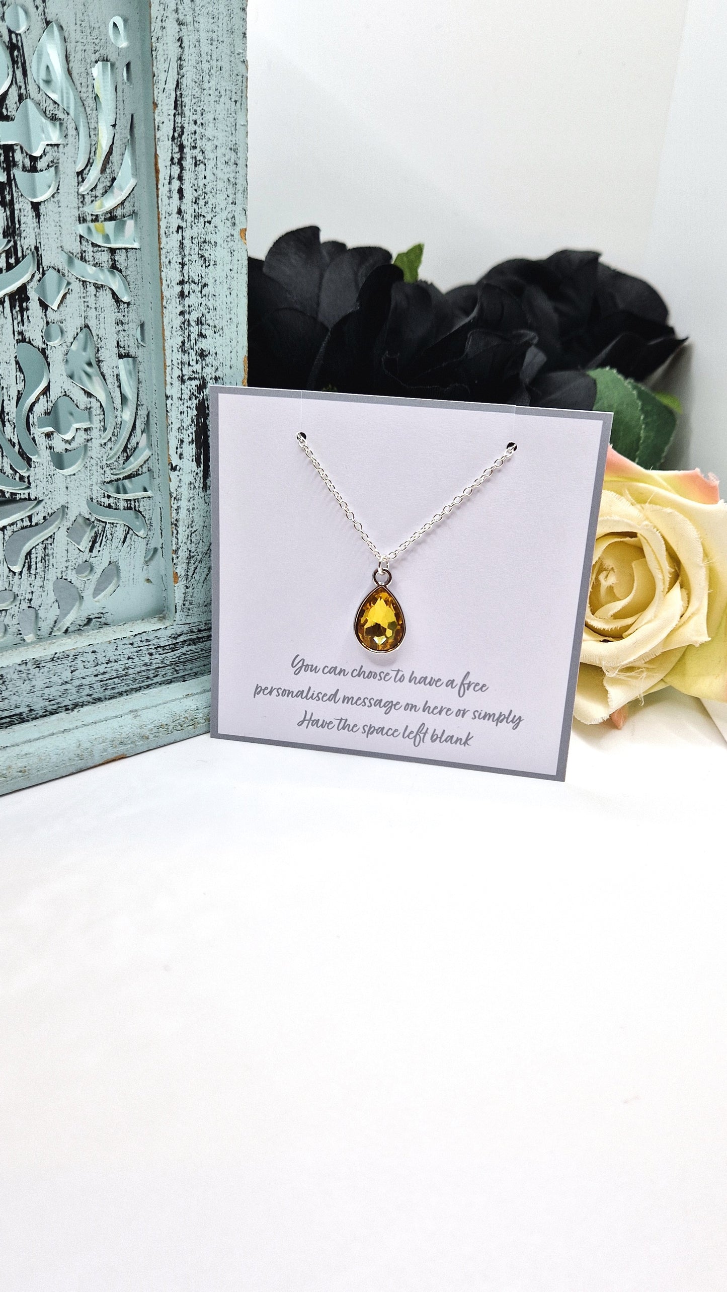 November Birthstone Silver Plated Necklace