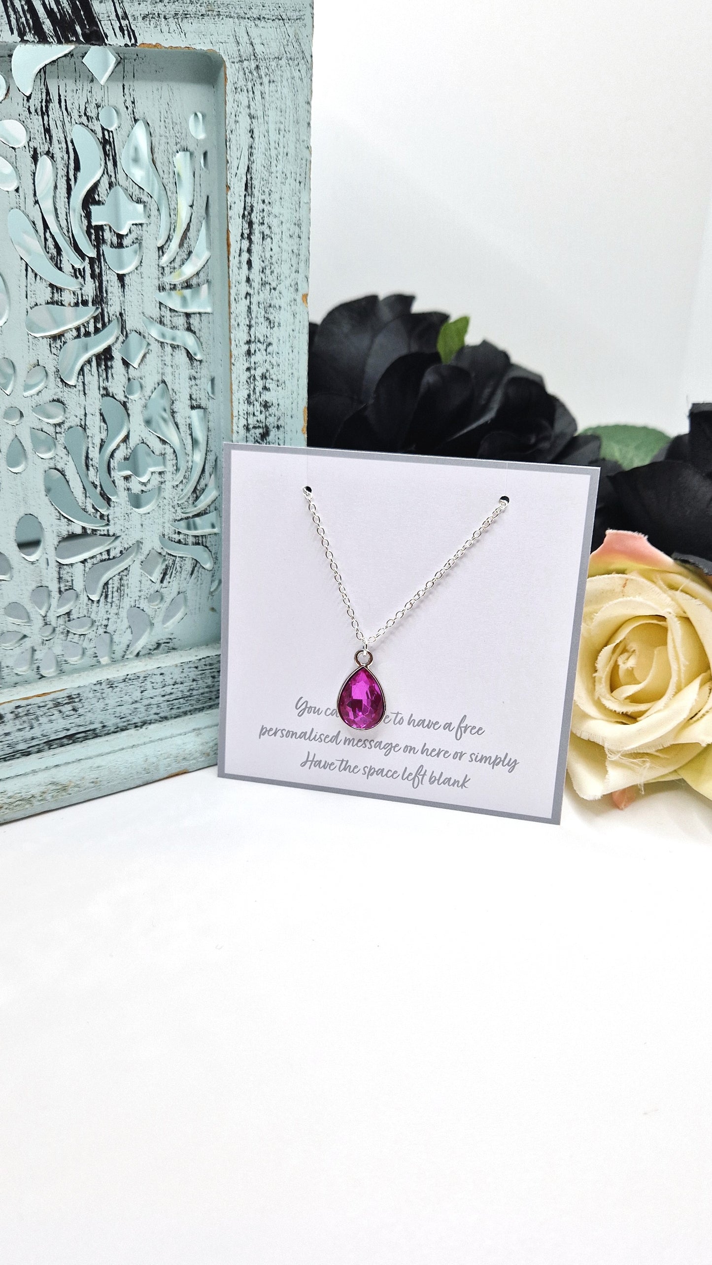 October Birthstone Silver Plated Necklace