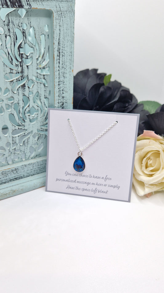 March Birthstone Silver Plated Necklace