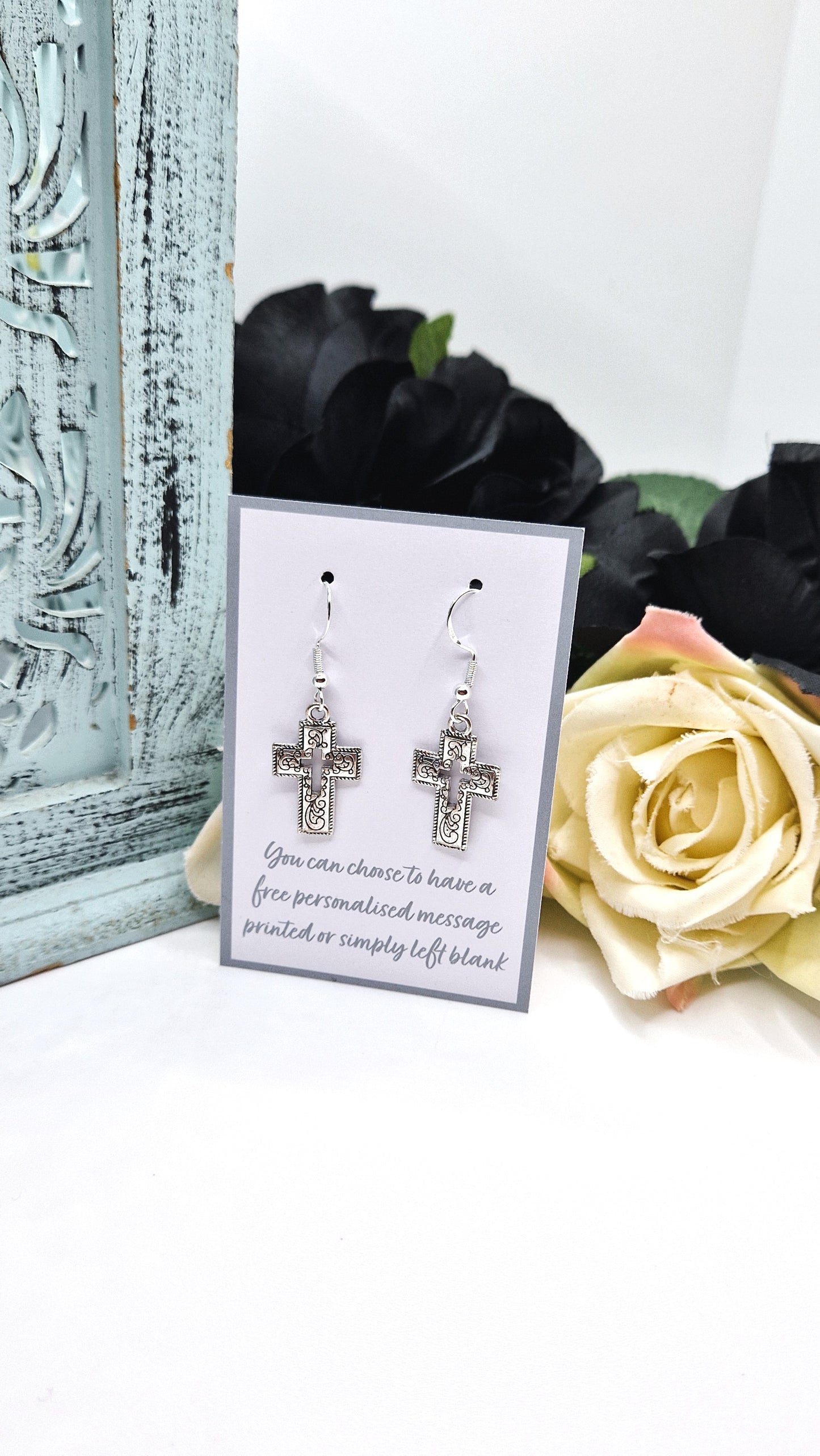 Cross Silver Plated Earrings