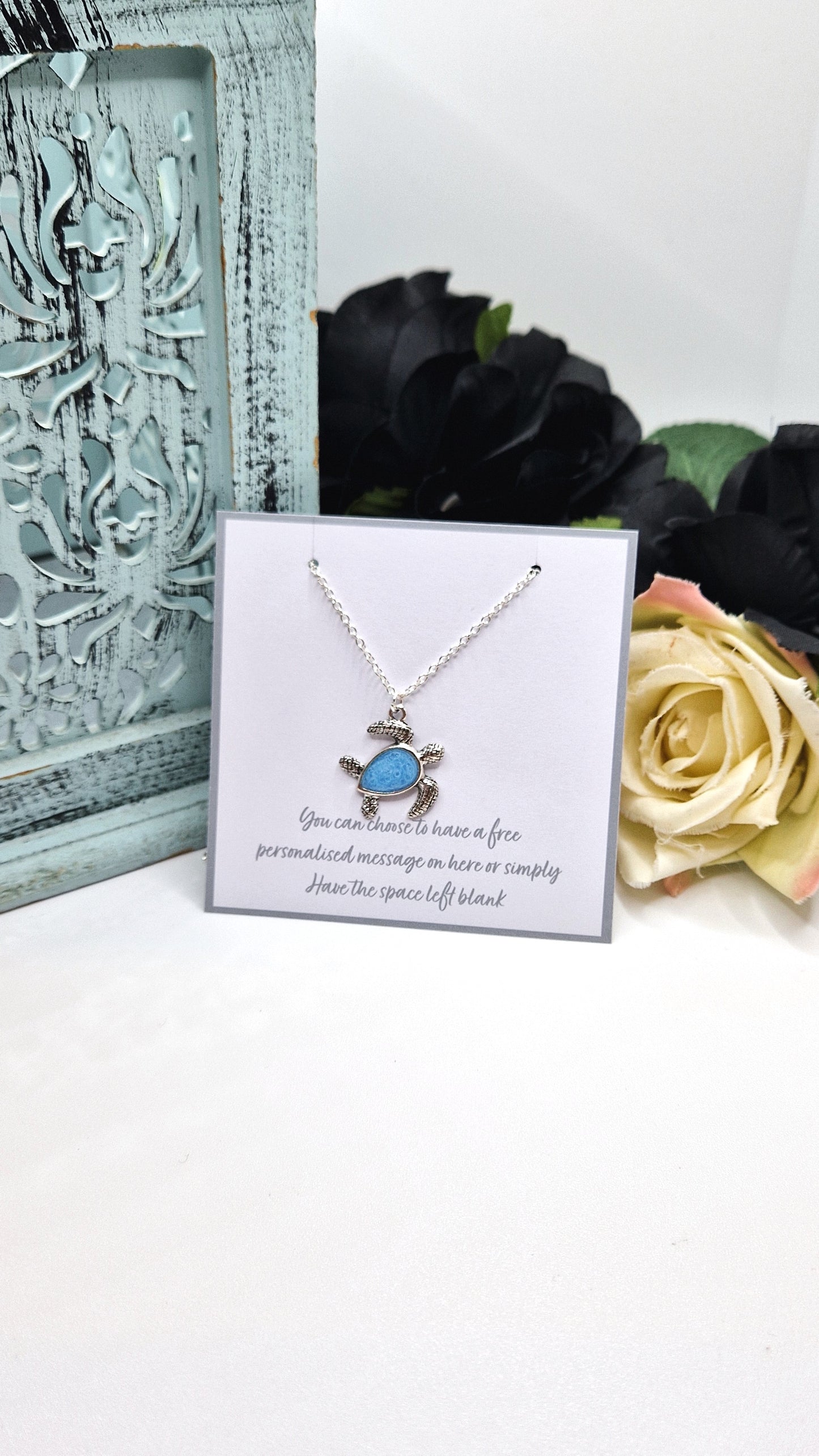 Turqouise Turtle Silver Plated Necklace