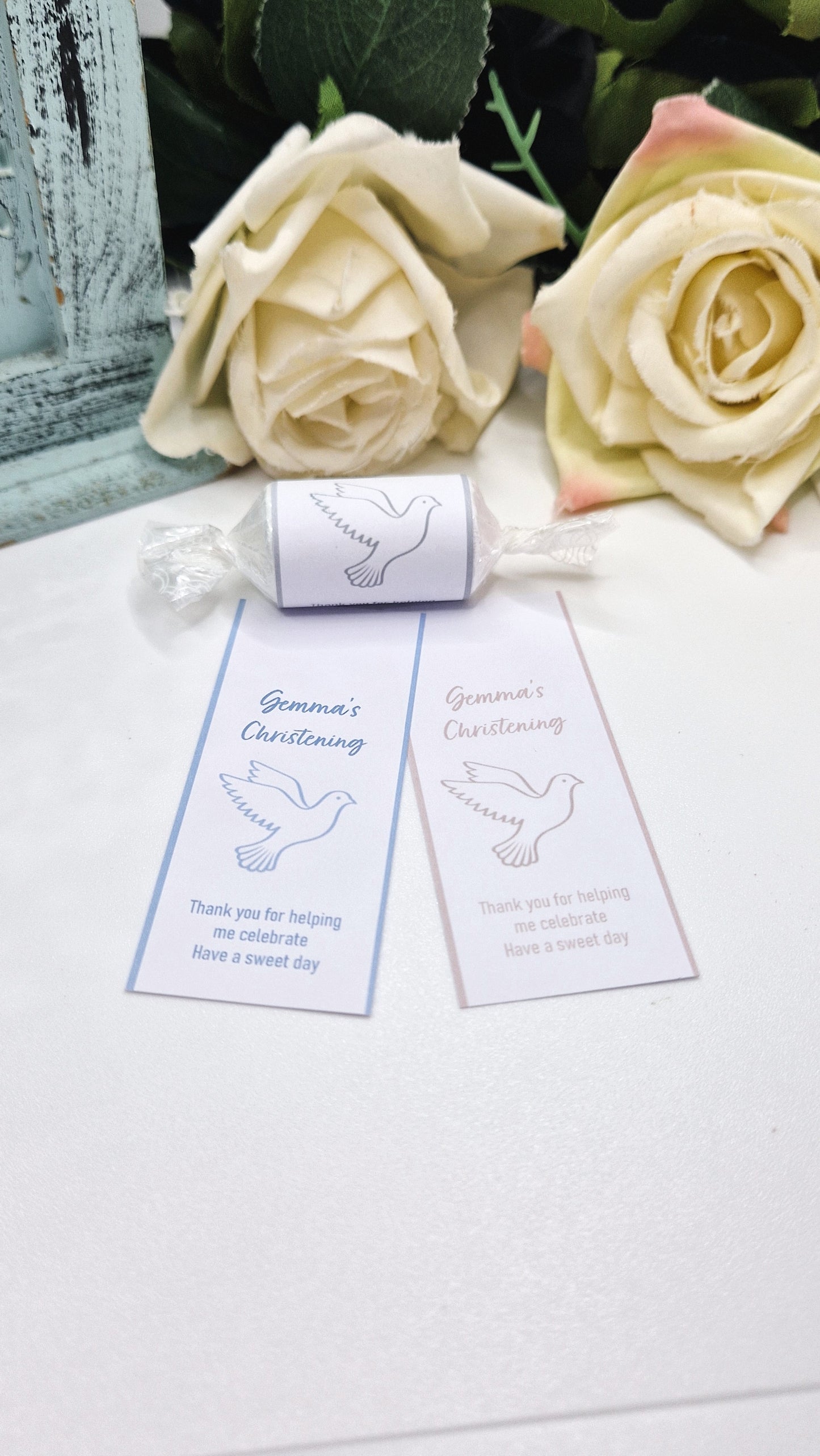 Dove Christening Love Hearts