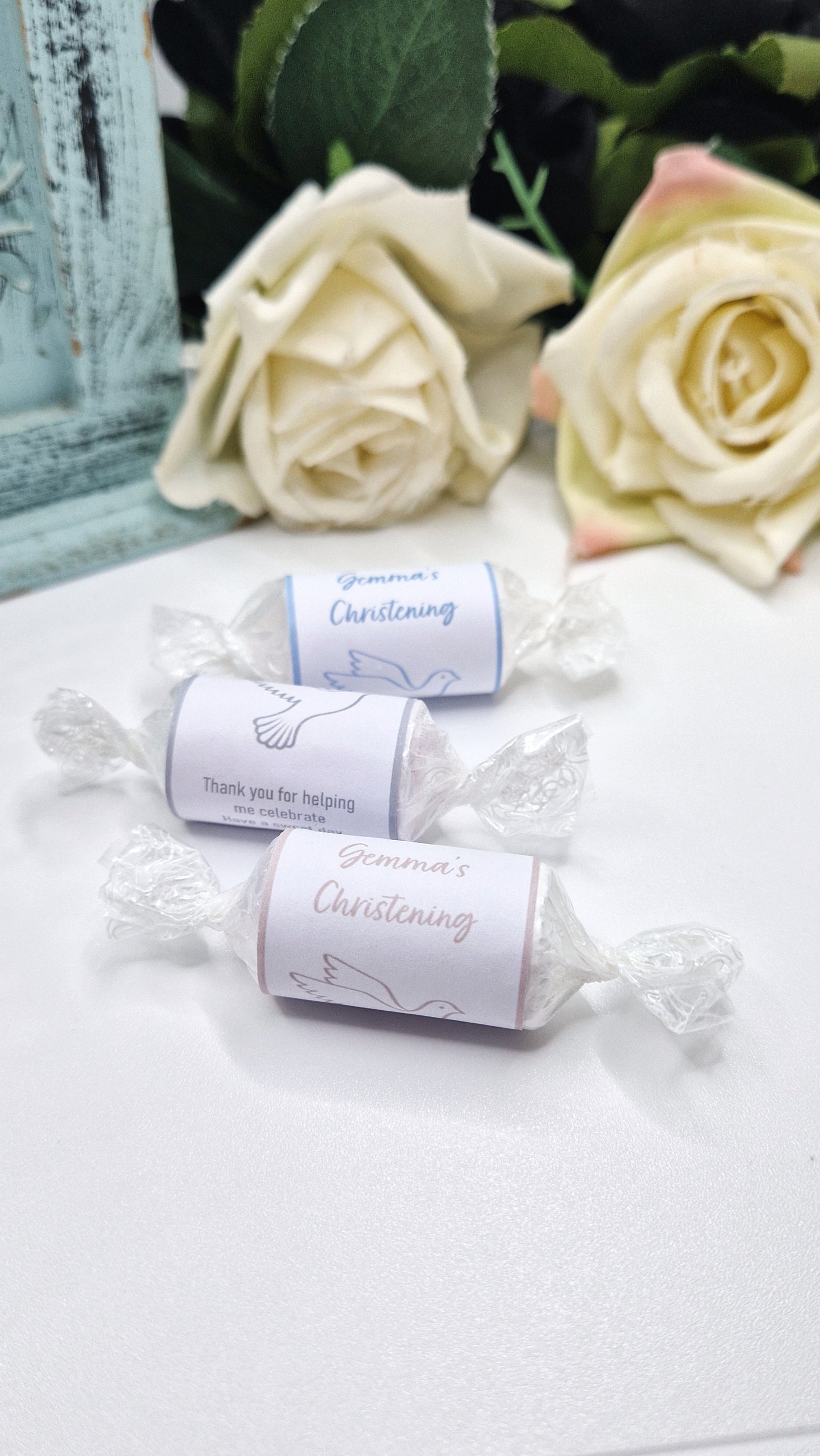 Dove Christening Love Hearts