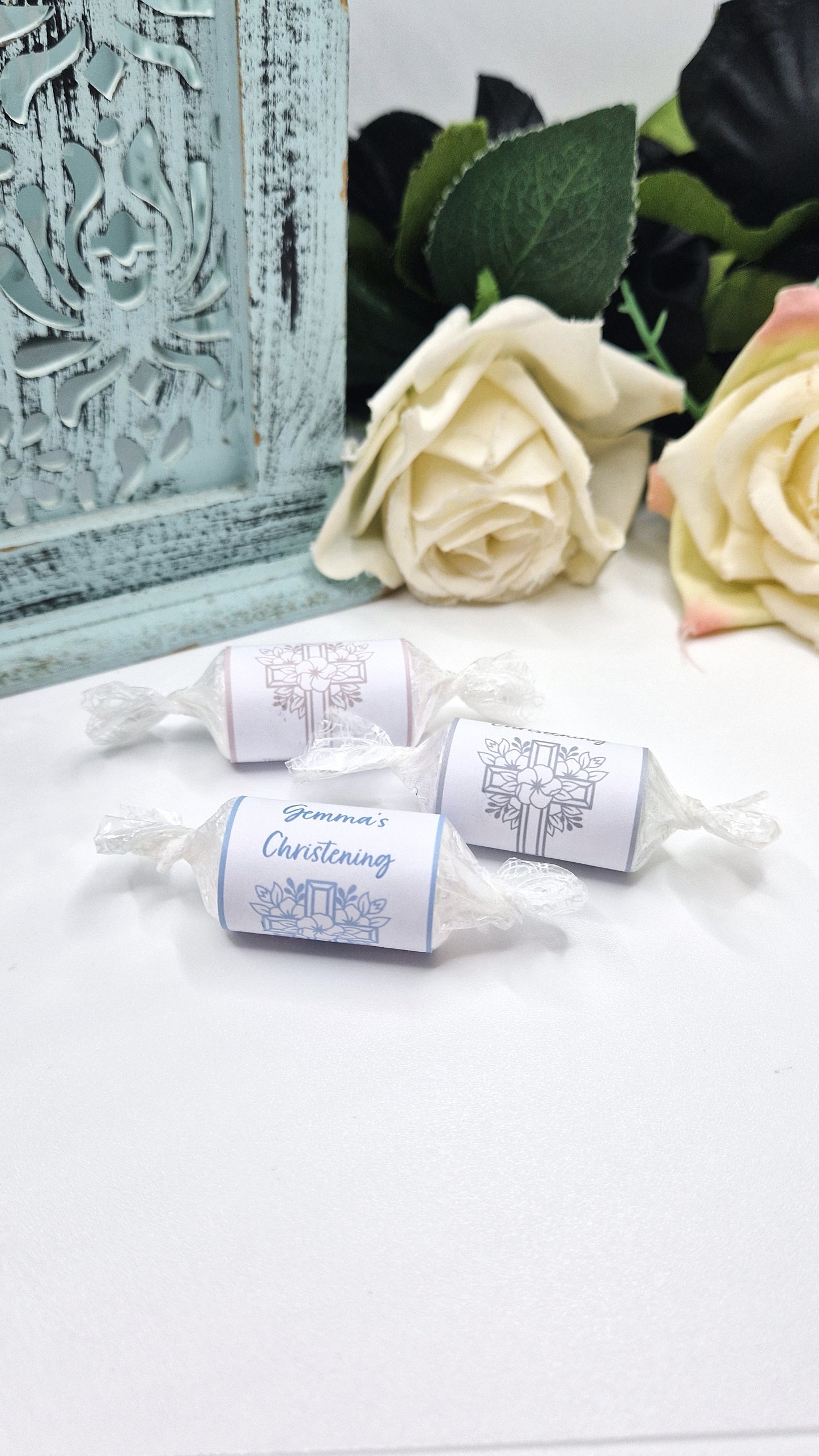 Cross Christening Love Hearts