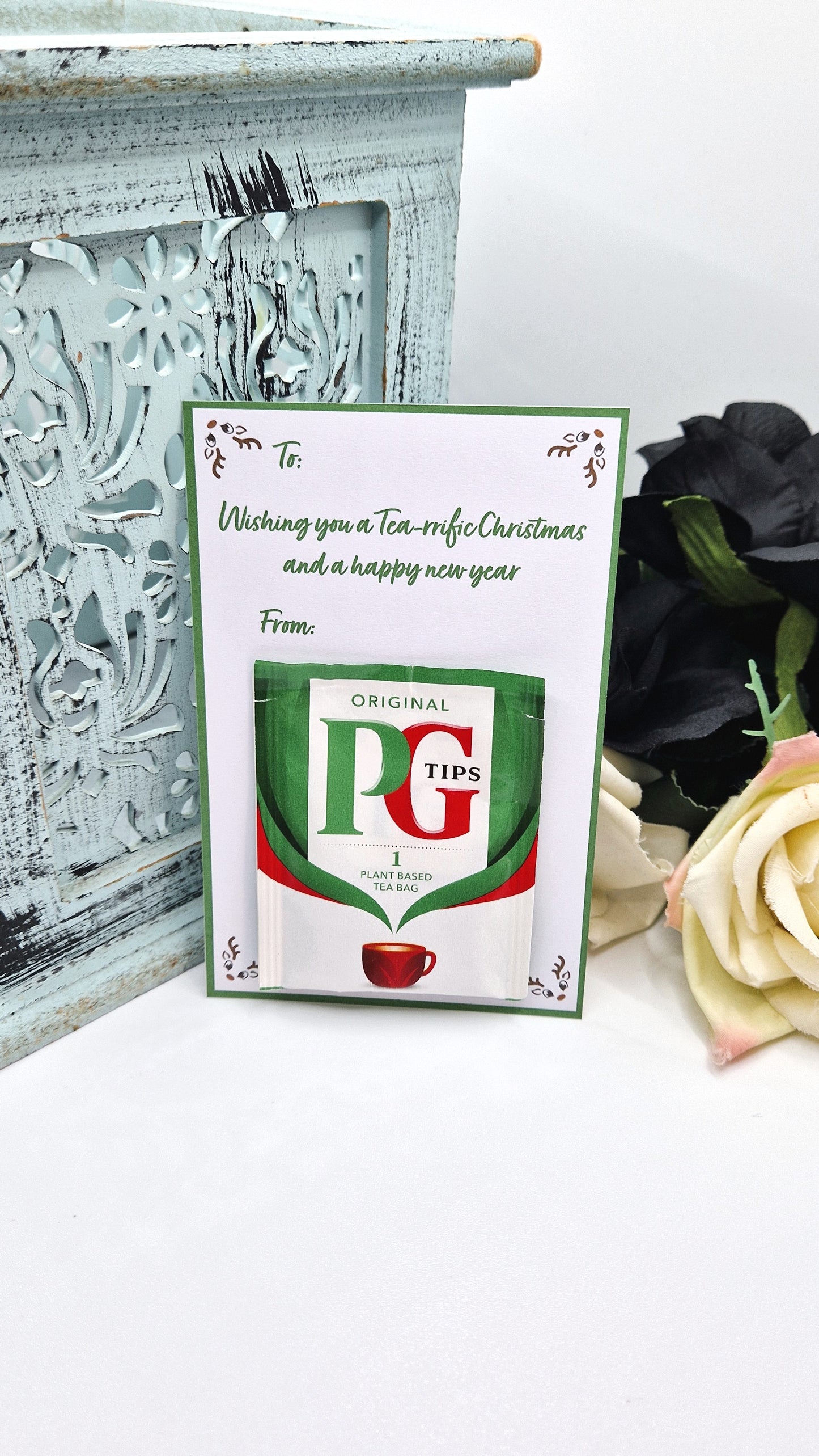 Green Christmas To From Tea Bags