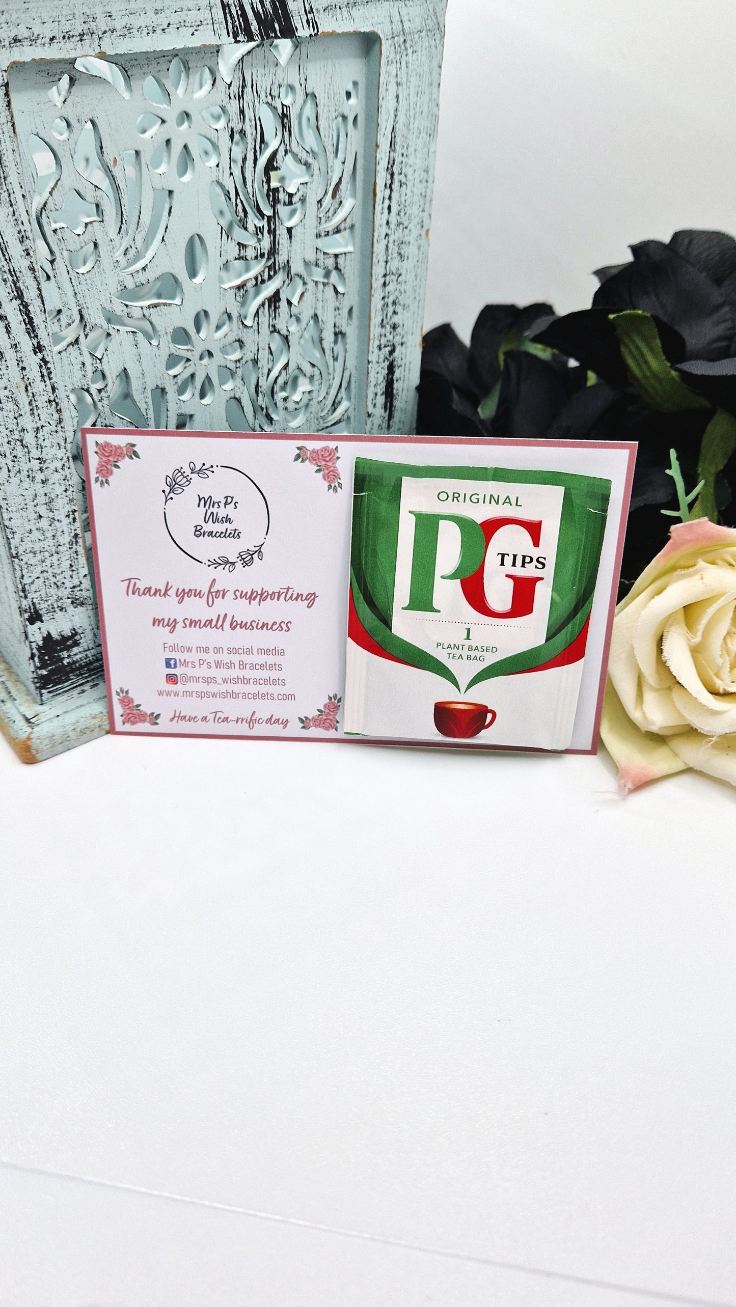 Rose Logo Christmas Tea Business Cards