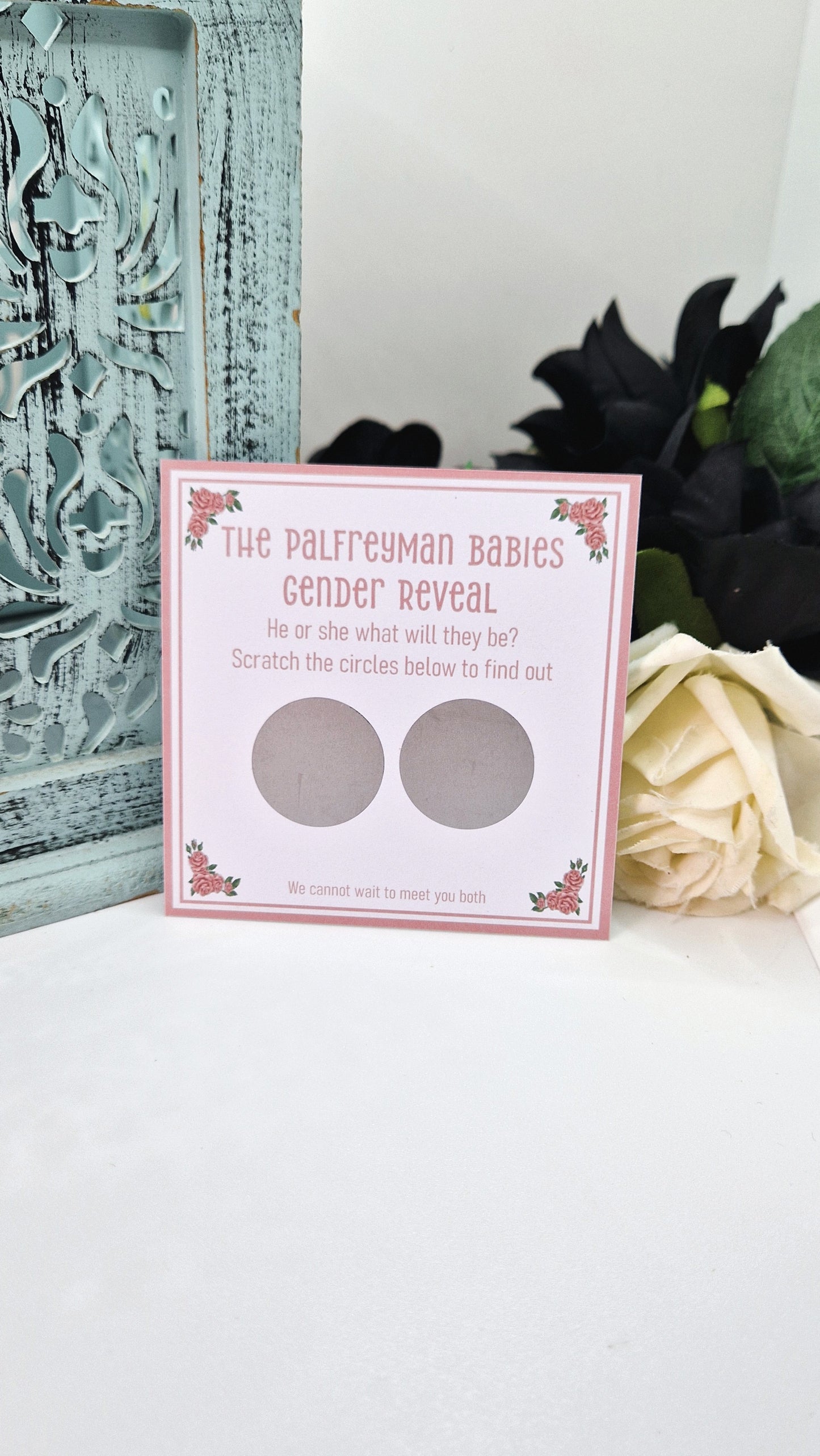 Twin Rose Gender Reveal Scratch Cards